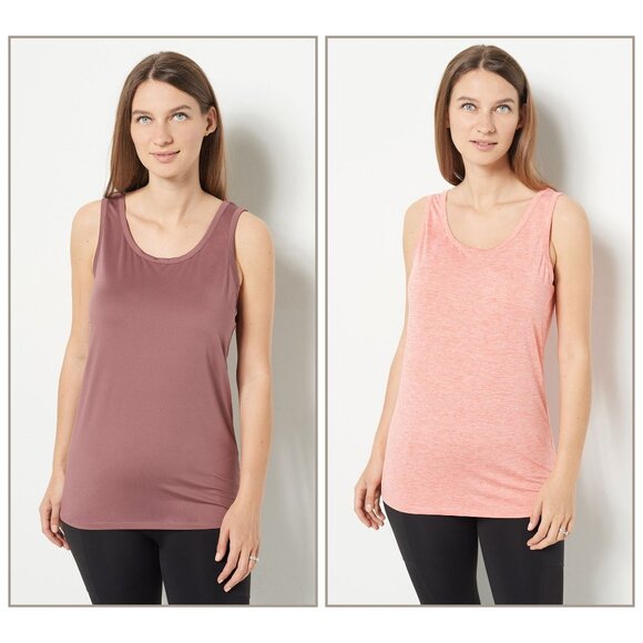 Zuda Z Cool 2 Pack of Tank Tops Women XXS Rose Heather Peach Polyester Blend NEW - Picture 1 of 8